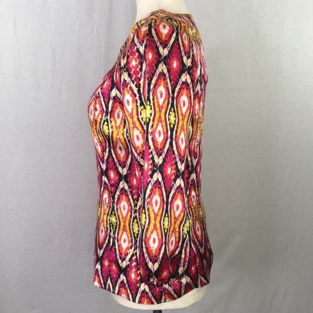 TORY BURCH Lisa Ikat Silk Voile Tunic Blouse sz 2 - Picture 4 of 12